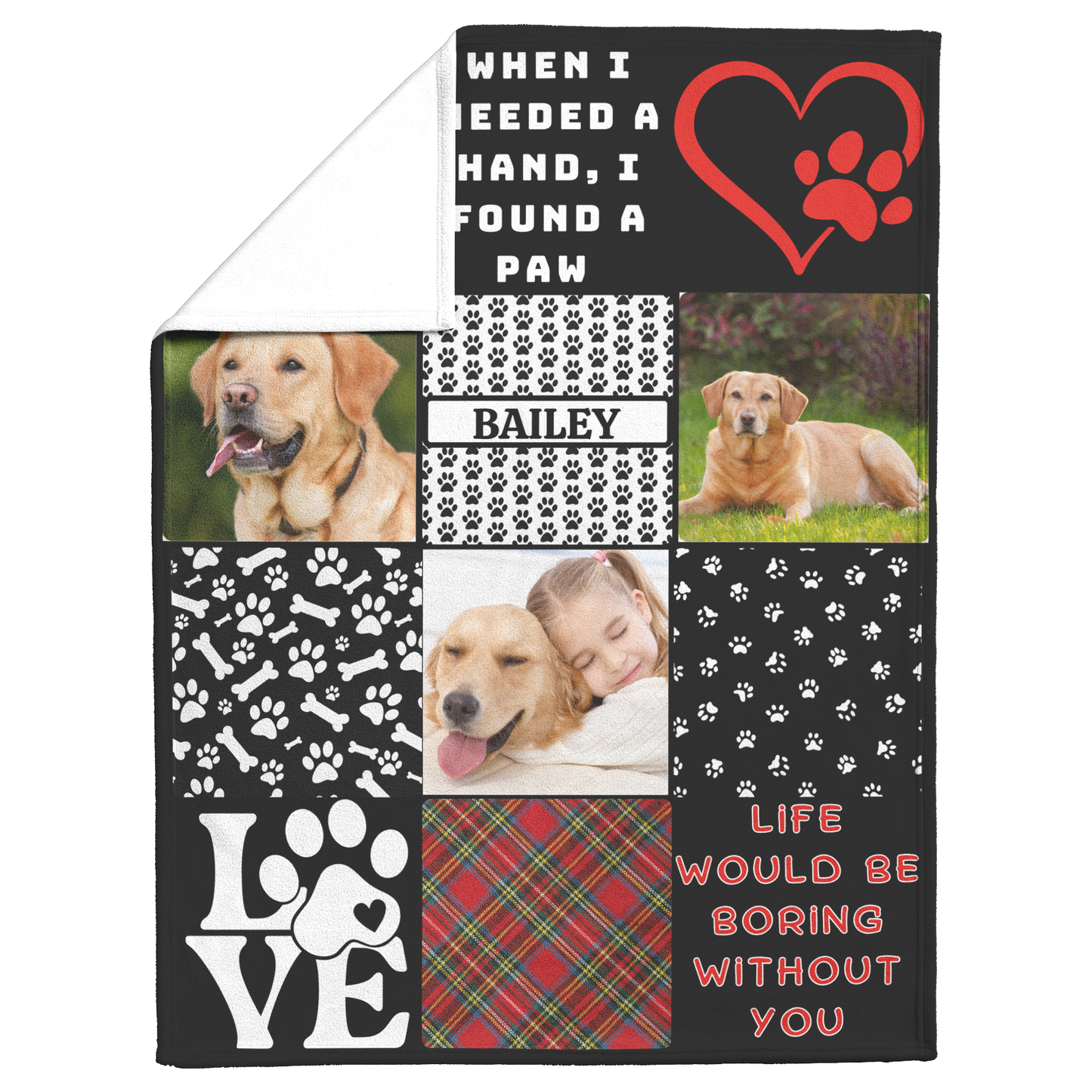 When I Needed A Hand Personalized Pet Photo Blanket
