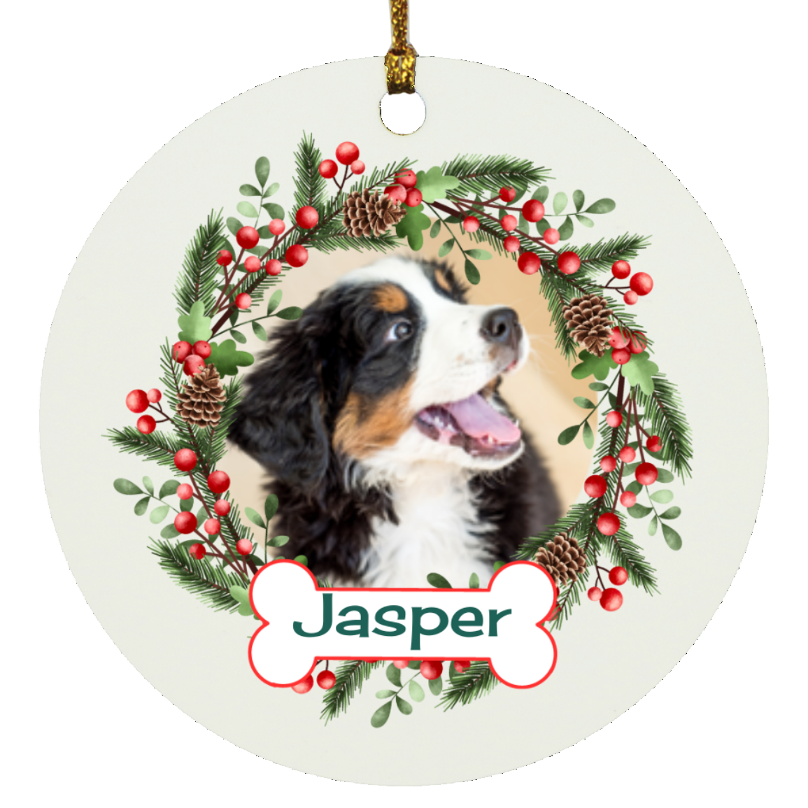 Personalized Pet Christmas Ornament, Pet Memorial Ornament, Pet Portrait Name Gift