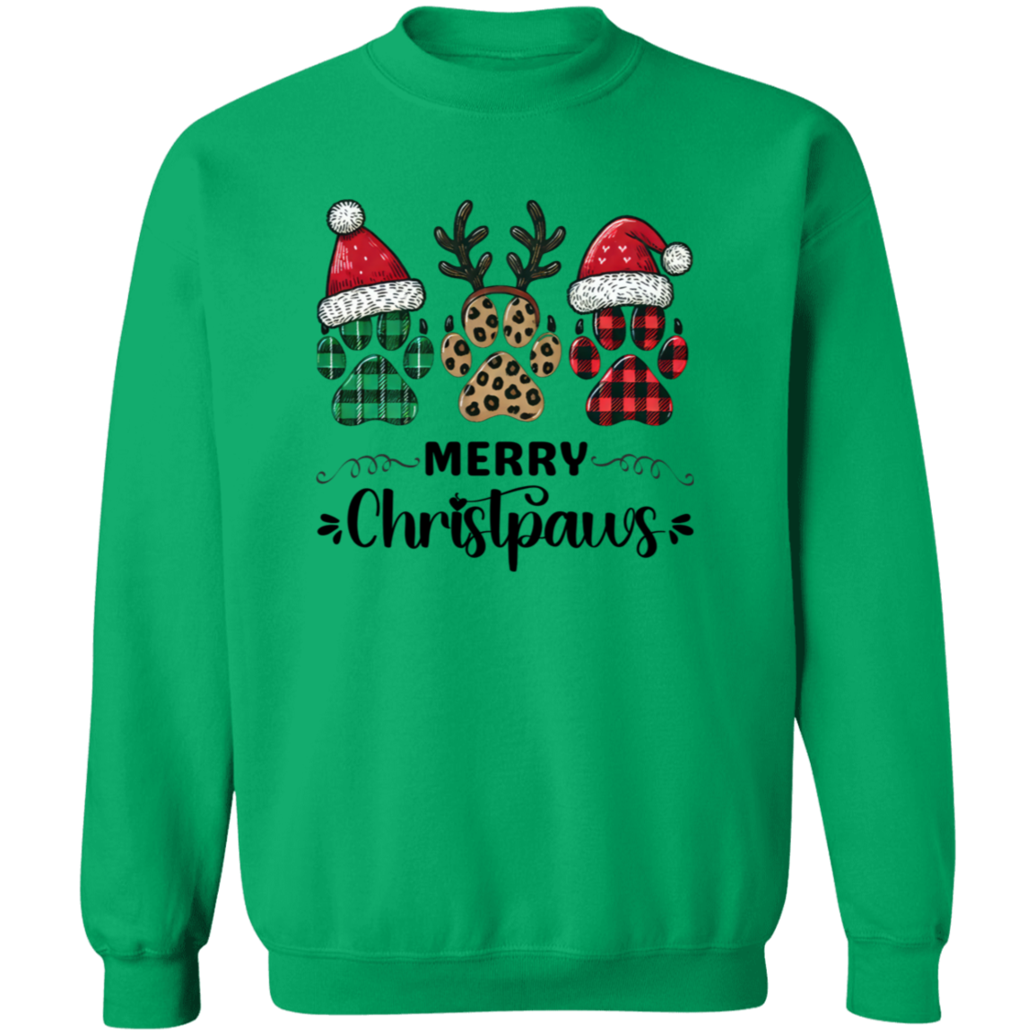 Festive "Merry Christpaws" Pawprint Sweatshirt or Hoodie